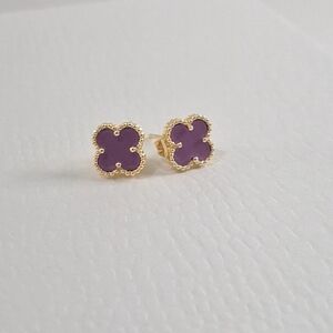 Purple Clover Earrings